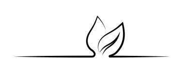 iki yaprak dekoratif unsur, bir çizgi sanat, eko doğal tarım konsepti için basit tasarım unsuru, siyah çizim vektör çizimi, düzenlenebilir vuruş değil