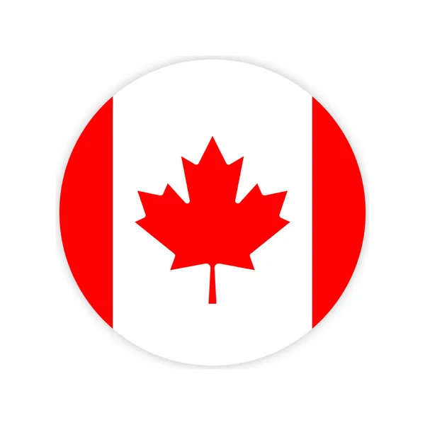 Feito Canadá Redondo Com Cores Bandeira Nacional Canadense Folha Bordo — Vetor de Stock