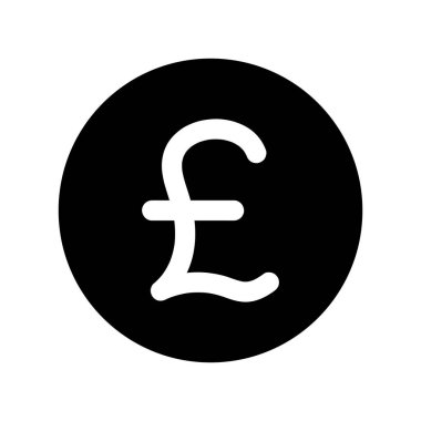 İngiliz Pound para birimi siyah simgesi beyaz arka planda izole edilmiş, İngiliz para sembolü, basit düz euro para, finansal konsept, vektör simgesi