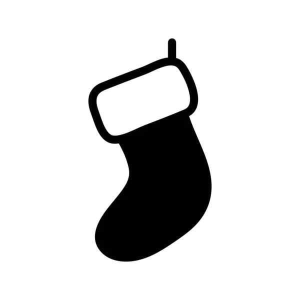 Vánoční Punčocha Nádivka Ponožka Plochý Jednoduchý Vektor Černá Výplň Ikona — Stockový vektor