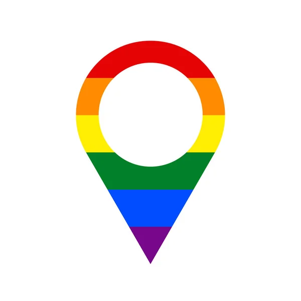 Lgbt Bandeira Arco Íris Cores Pino Localização Ícone Pino Mapa — Vetor de Stock