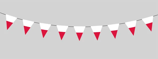 День Национальной Независимости Польше Гирлянда Нитка Треугольных Флагов Вечеринки Открытом — стоковый вектор