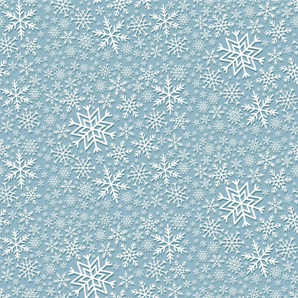 Snöflinga Vinter Bakgrund Konst Dekoration Vit Snö Jul Vektor Mönster — Stock vektor