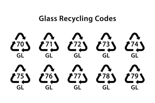Glas Recycling Codes Set Von Glas Recycling Symbol Spezielles Symbol — Stockvektor