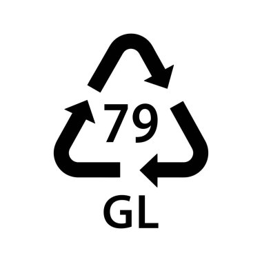 Cam geri dönüşüm kodu GL 79, altın karışımı, altın sırtı cam sembol, ekoloji geri dönüşüm işareti, kimlik kodu, paket siyah doldurulmuş simge