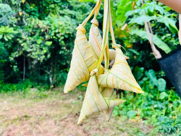 Close Ketupat Blurred Background Ketupat Traditional Food Malaysia South Thailand — ストック写真