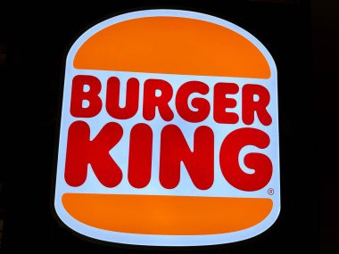 Close up of Burger king logo with black background