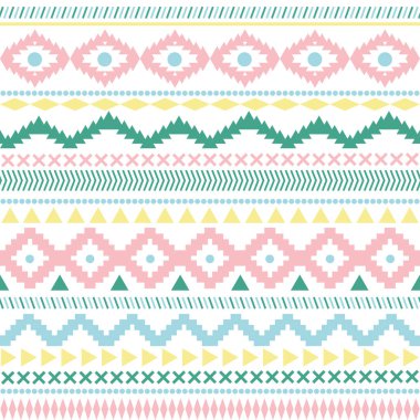 Renkli kabile Navajo kusursuz desen. Etnik hipster arka planı. Grunge soyut geometrik sanat baskısı. Duvar kağıdı, kumaş tasarımı, kumaş, kağıt, ambalaj, kartpostal, tekstil.
