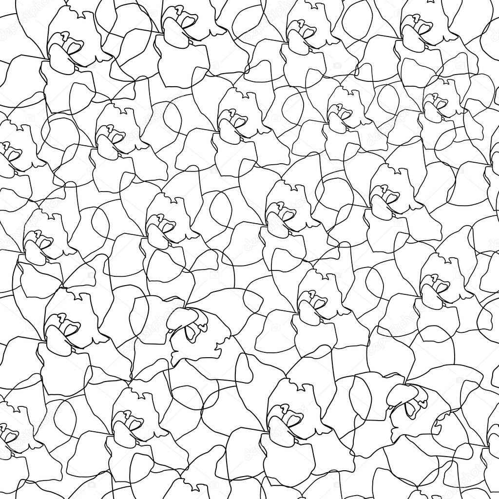 Floral black and white background. Seamless vector pattern.