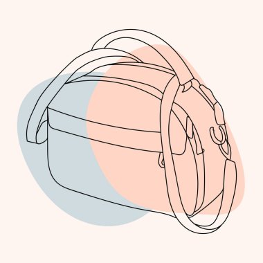 Şablona elle çizilmiş torba simgesi. El çantası. Çizgi Çizimi.