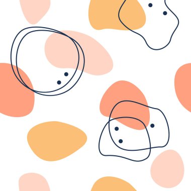 Soyut şekil ve renklerle eğlenceli karalama kalıpları. Komik broşür kapak şablonu tasarımı için modern vektör deseni