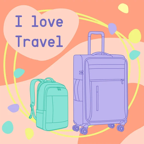 Travel suitcase vector cartoon colorful concept. Tourists packing luggage for journey 