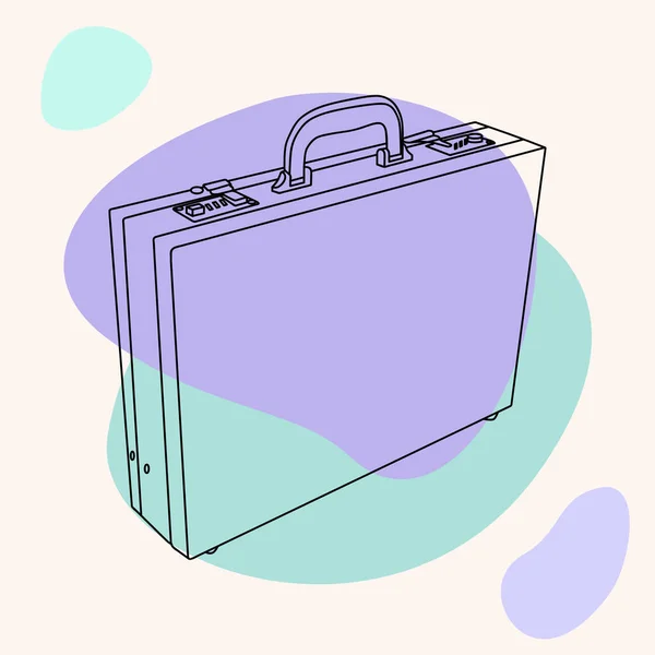 Male Briefcase Diplomat Business Briefcase Papers Documents Line Art Creative — ストックベクタ