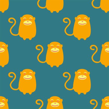 Maymunlar kusursuz desen. Düz bir şekilde vektör illüstrasyonu.