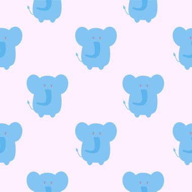 Pembe arka planda fil olan bebek için hayvan desenleri kusursuz. Vektör fil kusursuz desen. 