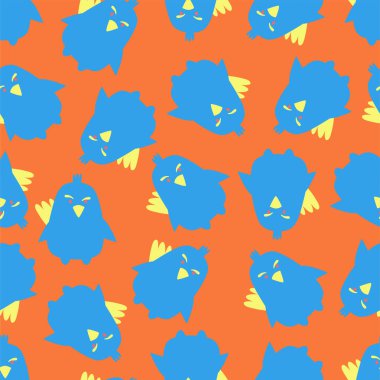 Karalamalı kuş deseni. Düz el çizilmiş tavus kuşu koleksiyonu. Tekstil baskısı ve ambalaj kağıdı için hoş bir arkaplan. Vektör illüstrasyonu.