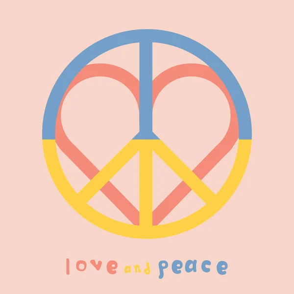 Peace Sign Ukrainian Flag Vector Poster Concept Peace Ukraine Peace — Stock Vector
