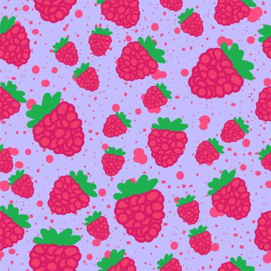 juicy repeat pattern created with raspberry fruit, raspberry fruit seamless pattern created on flat colored background.