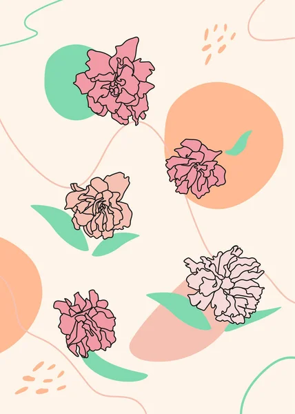 Flower Flowering Branches Cherry Peach Pear Sakura Botanical Illustration Flat — Wektor stockowy
