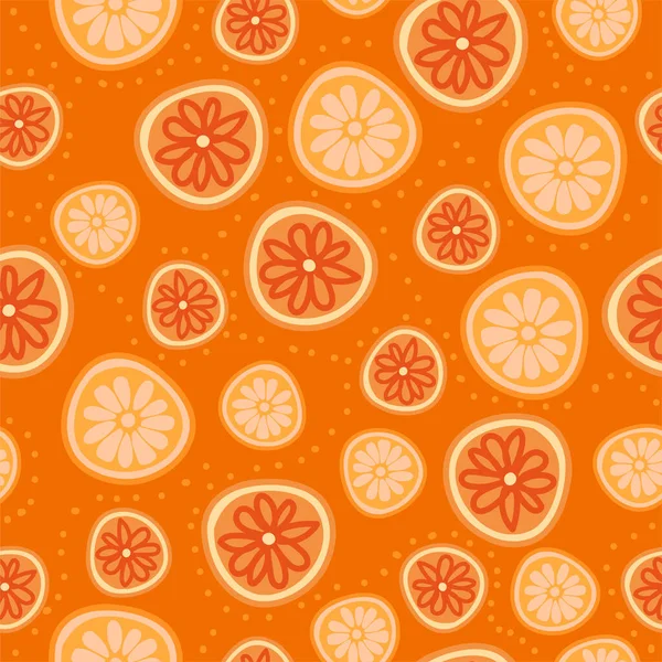 Seamless Pattern Tropical Fruits Oranges Leaves Design Dresses Clothes Fabrics — Vetor de Stock