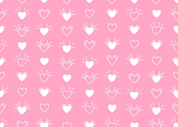 Ručně Kreslené Ikony Srdce Bezproblémový Vzor Vektorová Ilustrace Růžové Pozadí — Stockový vektor