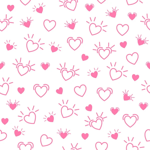 Ručně Kreslené Růžové Srdce Bezešvé Vzor Valentýn Srdce Ilustrace Textury — Stockový vektor