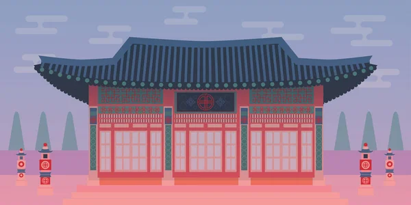 Palacios Tradicionales Corea Hanok Building Republic Korea Paisaje Surcoreano — Vector de stock