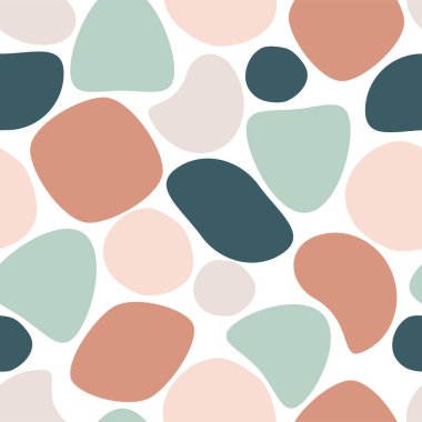 Abstract seamless pattern. Vector universal colorful doodle background. Hand drawn various  pastel shapes and doodle objects, texture dot shapes. Modern design for paper, cover, fabric, interior decor