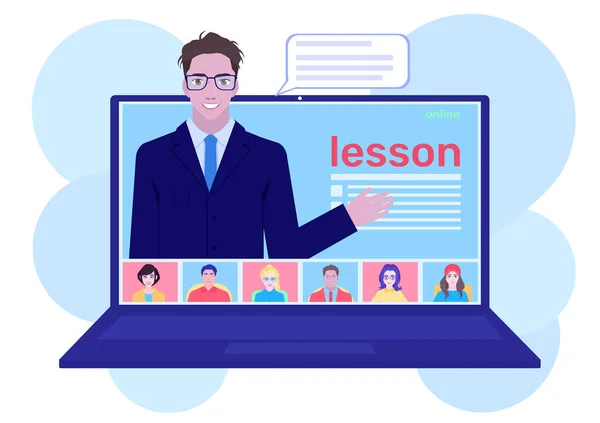 Distance Lessons School Pupils University Students Video Course Web Seminar — Stock Vector