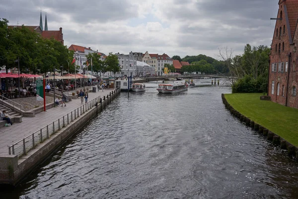 Luebeck Germany July 2021 River Trave Its Immediate Surroundings Old — Stock Photo, Image