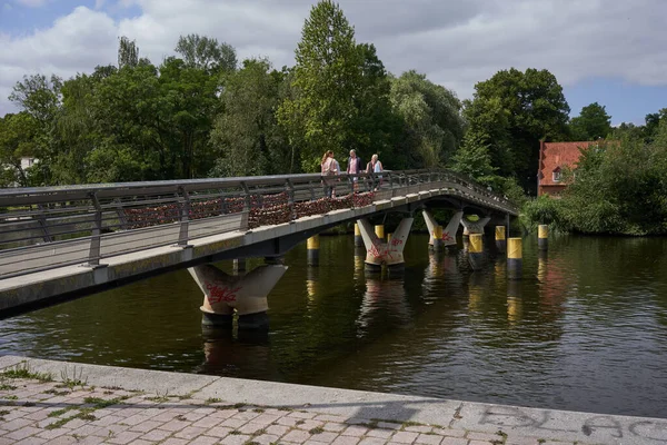 Lübeck Deutschland Juli 2021 Die Trave Und Ihre Unmittelbare Umgebung — Stockfoto