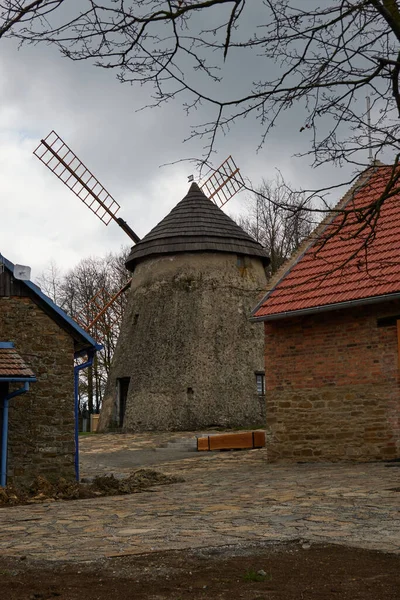 Kuzelov République Tchèque Avril 2022 Old Windmill Monument Culturel National — Photo