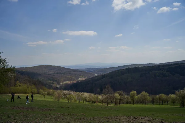  The distant views from the Salas lookout tower are offered mainly in the southeast direction, e.g. Velehrad, Uherske Hradiste, Javorina, the White Carpathians  at the beginning of spring                               