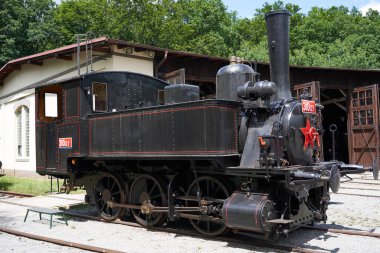 Luzna, Czech Republic - July 2, 2022 - The Railway museum Czech Railways in Luzna close Rakovnik - steam locomotives series 310 nicknamed 