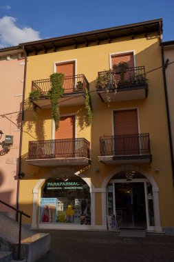 Bardolino, Italy - July 11, 2022 - Piazza (Square) Giacomo Matteotti on Lake Garda on a summer afternoon                               