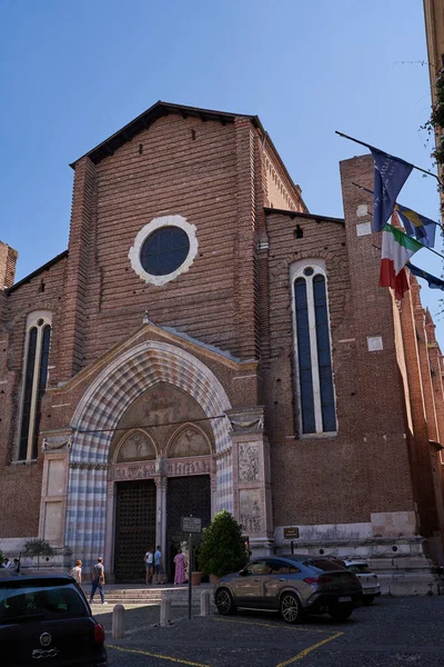 Verona Italia Julio 2022 Basílica Santa Anastasia Ejemplo Estilo Gótico —  Fotos de Stock