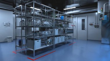 Bilimkurgu İzolatörü - İlaç üretiminde dolgu Hattı - 3d Resmedilmiş Resim