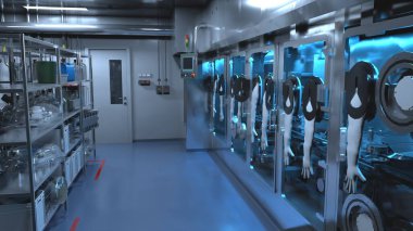 Bilimkurgu İzolatörü - İlaç üretiminde dolgu Hattı - 3d Resmedilmiş Resim