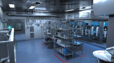 Bilimkurgu İzolatörü - İlaç üretiminde dolgu Hattı - 3d Resmedilmiş Resim