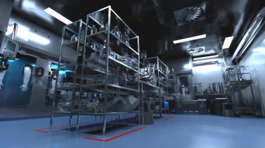 Bilimkurgu İzolatörü - İlaç üretiminde dolgu Hattı - 3d Resmedilmiş Resim