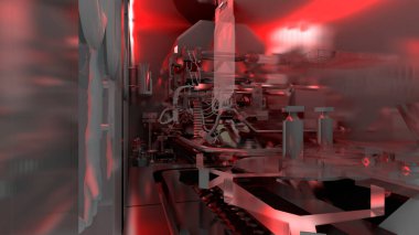 Bilimkurgu İzolatörü - İlaç üretiminde dolgu Hattı - 3d Resmedilmiş Resim