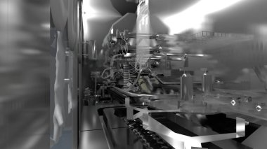 Bilimkurgu İzolatörü - İlaç üretiminde dolgu Hattı - 3d Resmedilmiş Resim