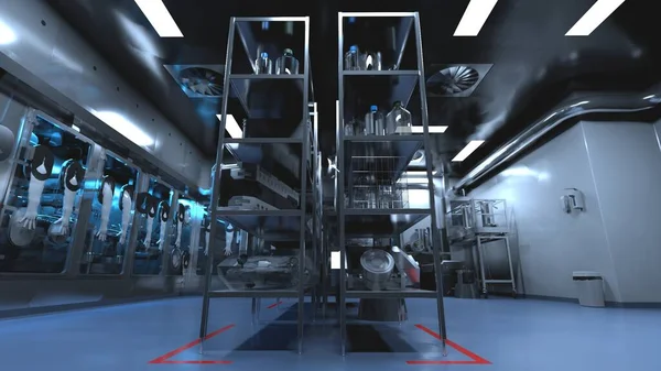 Bilimkurgu İzolatörü - İlaç üretiminde dolgu Hattı - 3d Resmedilmiş Resim