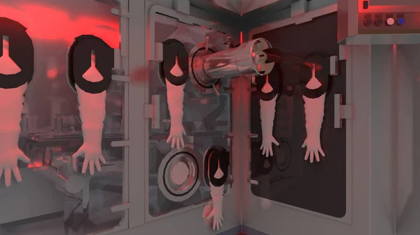 Bilimkurgu İzolatörü - İlaç üretiminde dolgu Hattı - 3d Resmedilmiş Resim