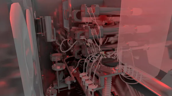 Bilimkurgu İzolatörü - İlaç üretiminde dolgu Hattı - 3d Resmedilmiş Resim