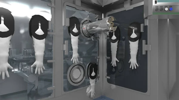 Bilimkurgu İzolatörü - İlaç üretiminde dolgu Hattı - 3d Resmedilmiş Resim