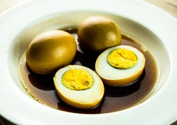 Stewed Egg Sweet Brown Sauce Close Studio Chiangmai Thailand Stock Picture