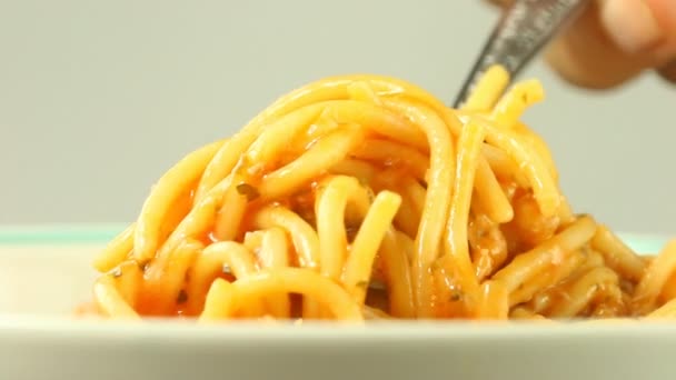 Close Spaghetti Placa Estúdio Chiangmai Tailândia — Vídeo de Stock