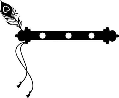 Decorative Classical Flute with Peacock Feather clipart