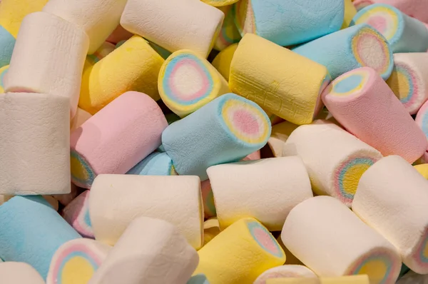 Bunch Colorful Marshmallows Concept Sweets Children Party Extra Calories — Stock Photo, Image